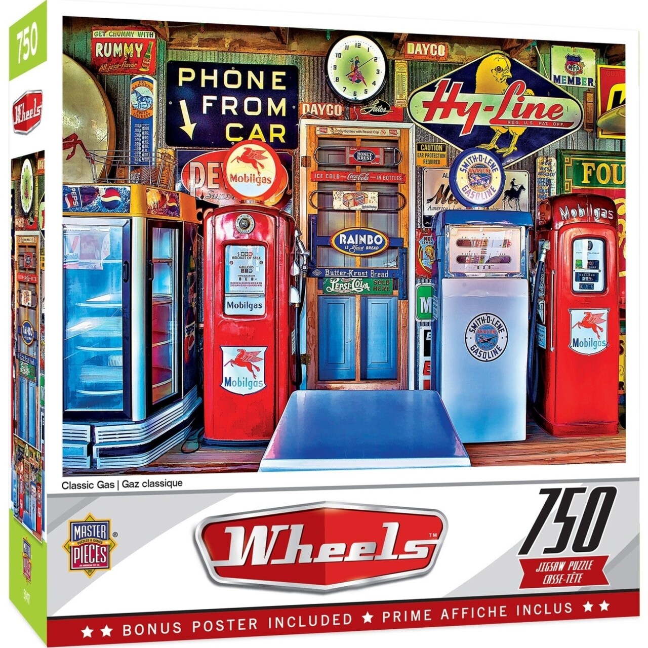 Masterpieces Wheels Classic Gas 750 Piece Jigsaw Puzzle 18X24 Recycled